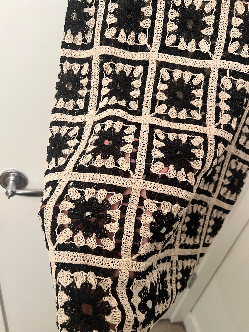 H&M Crochet Mini Dress – Black and Beige, Size Medium - Picture 4 of 8